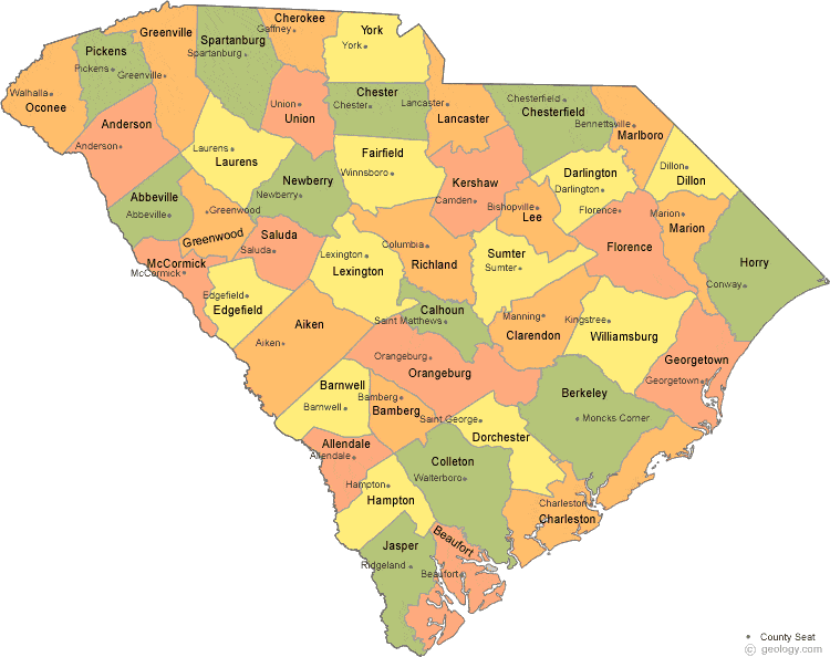 map of South Carolina Counties