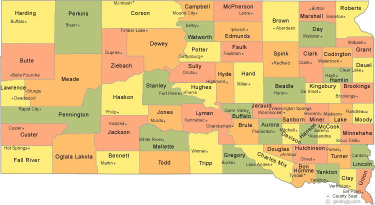 Map Of Sd Counties South Dakota County Map