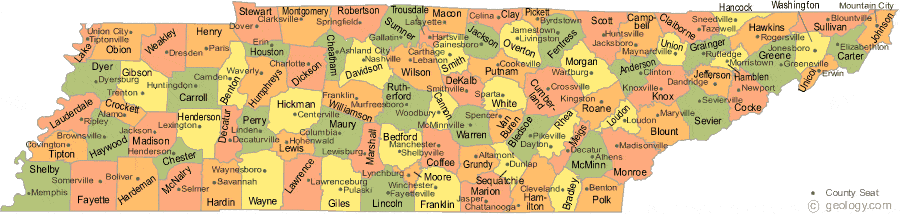 map of Tennessee Counties