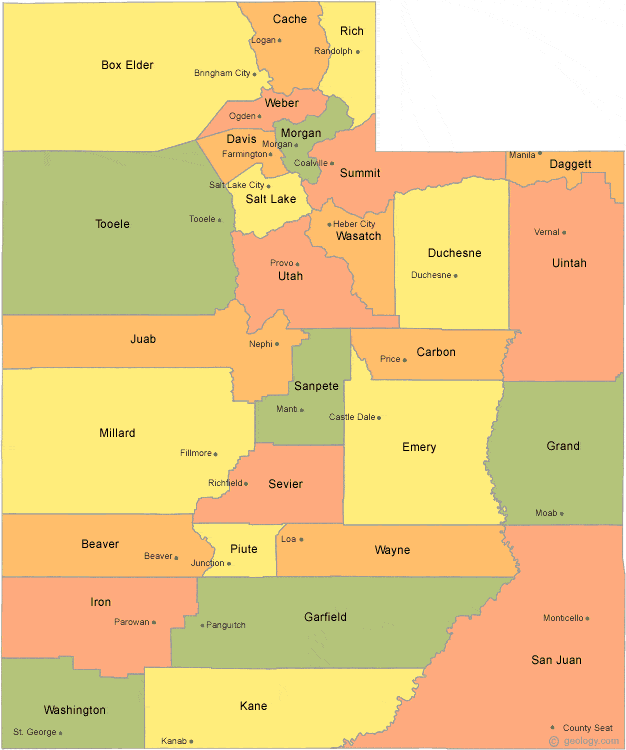 map of Utah Counties