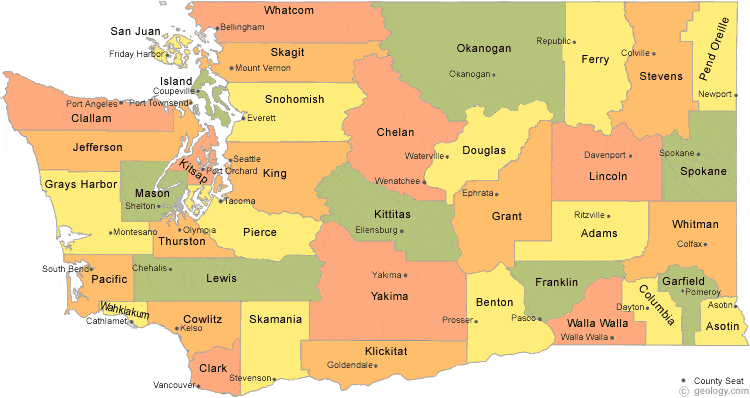 Washington State Map With Cities And Counties - World Of Light Map