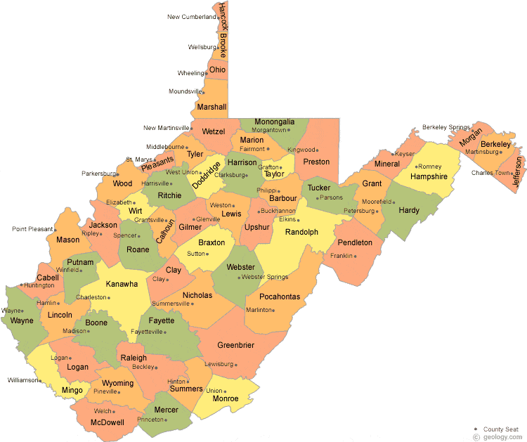 West Virginia County Map   West Virginia County Map 