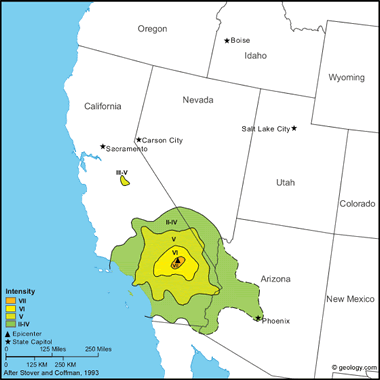 Map of San Bernardino Earthquake of 1947
