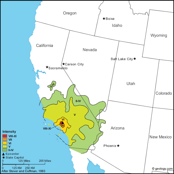 california quake map