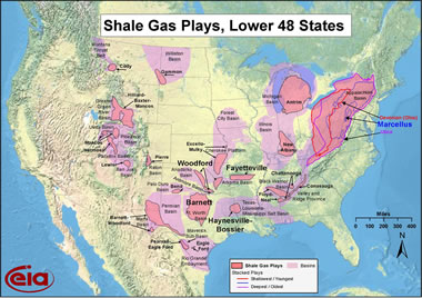 Shale gas plays map