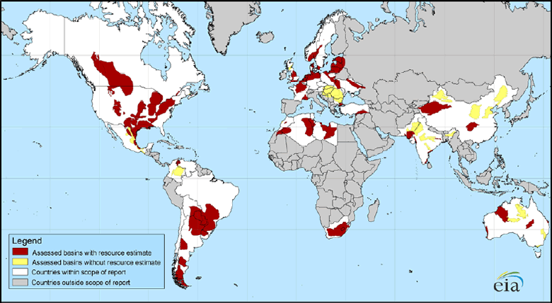 World Shale Gas Map