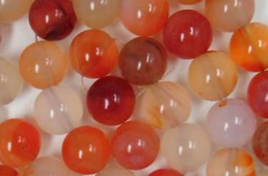 Carnelian agate beads in a necklace