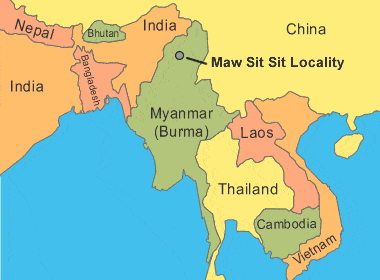 Map of Burma and the location of the maw sit sit deposits
