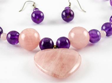 rose quartz and amethyst necklace