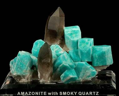 smoky quartz and amazonite crystal cluster