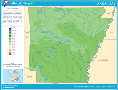 mapa de precipitação do Arkansas