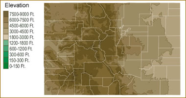 Colorado elevation map