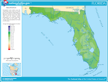 Map of Florida Lakes, Streams and Rivers