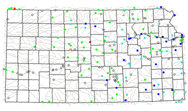 Map Of Kansas Lakes Streams And Rivers   Kansas River Levels Map 