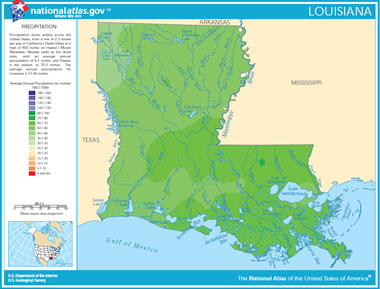 Map of Louisiana Lakes, Streams and Rivers