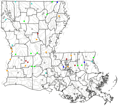 Louisiana- Rivers & Lakes Map