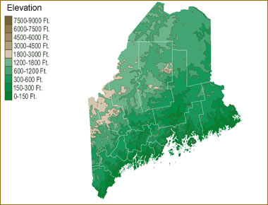 Maine Elevation Map 