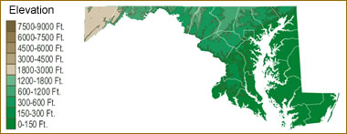 Maryland elevation map