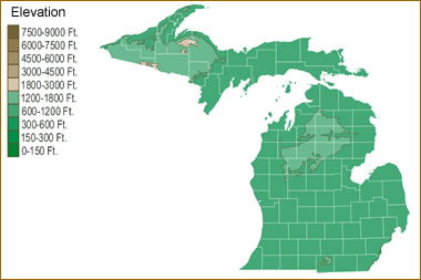 Michigan elevation map