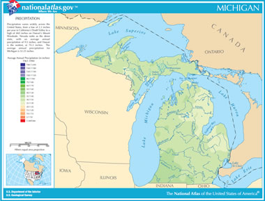 Map Of Michigan Lakes Map Of Michigan Lakes, Streams And Rivers