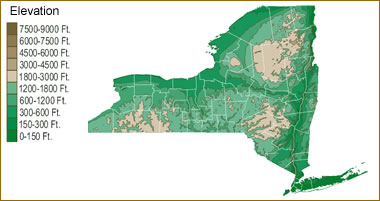 Map of New York Lakes, Streams and Rivers