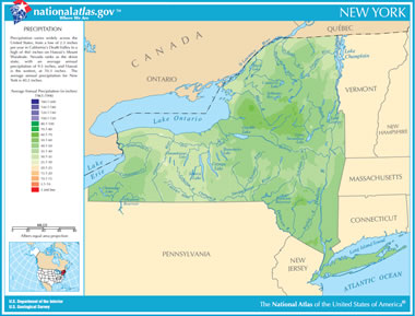 New York Water i Map Map of New York Lakes, Streams and Rivers