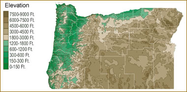 Map Of Oregon Lakes Streams And Rivers   Oregon Elevation Map 