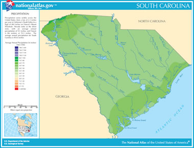 South Carolina precipitation map