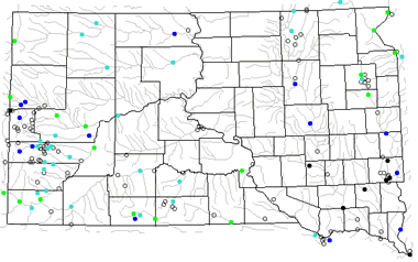 South Dakota river levels map