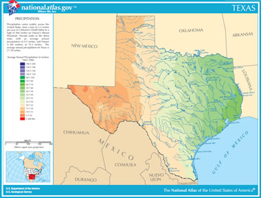 Map Of Texas With Rivers   Texas Precipitation Map 