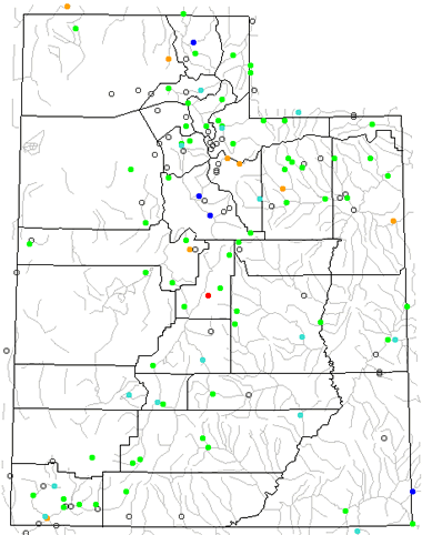 Map of Utah Lakes, Streams and Rivers