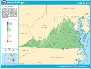 Virginia Water Lake Map Map of Virginia Lakes, Streams and Rivers