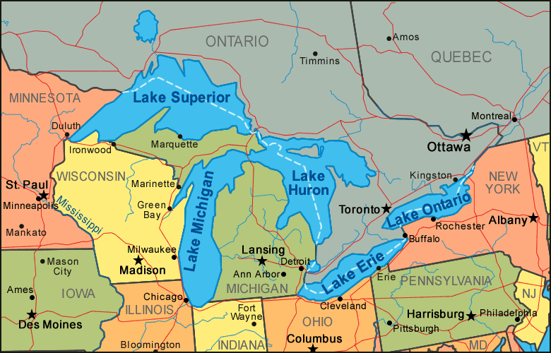 Map Of The Great Lakes   Great Lakes Map 