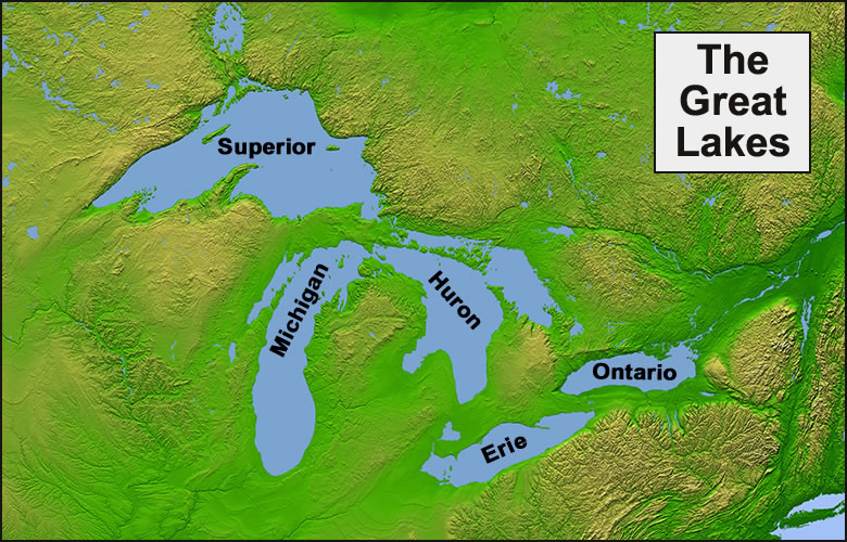 The names of the five Great Lakes are Huron, Ontario, Michigan, Erie, and S...