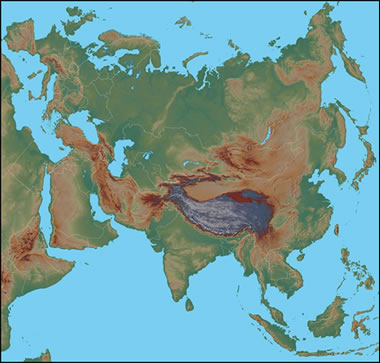 Physical map of Eurasia