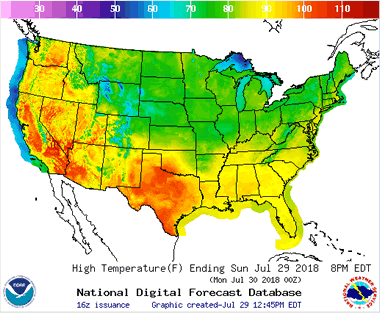 weather map - high temperature