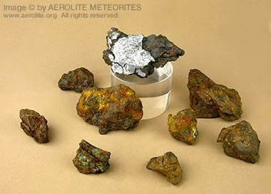 Collection of mesosiderite specimens