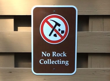 no rock collecting sign