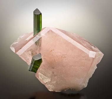 Morganite with tourmaline