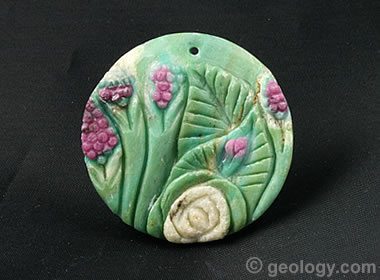 Carved Ruby in Fuchsite (Verdite)