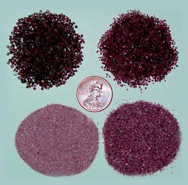 crushed and graded garnet abrasive granules