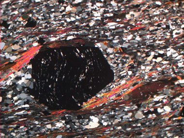 Garnet mica schist in thin section