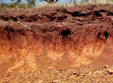 Limonite staining laterite soil