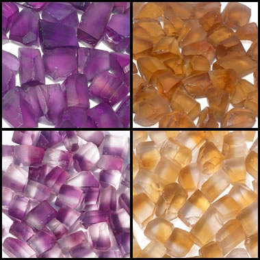 byproducts of ametrine mining - amethyst, citrine, and bicolor stones