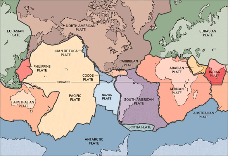 Mapa das placas tectônicas da Terra