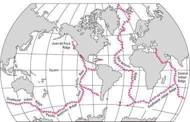 map of mid-ocean ridges