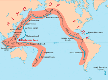 map of ocean trenches