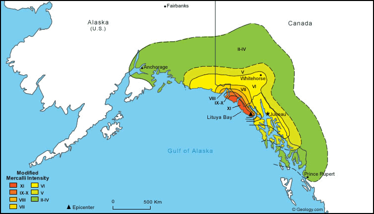 Alaska Earthquake Intensity Map