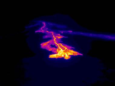 thermal image of a basalt flow on Kilauea