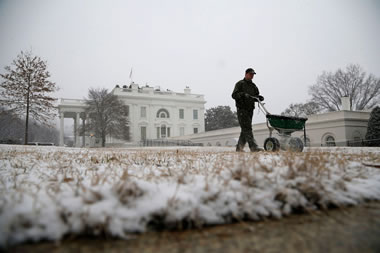 salting sidewalks at the White House